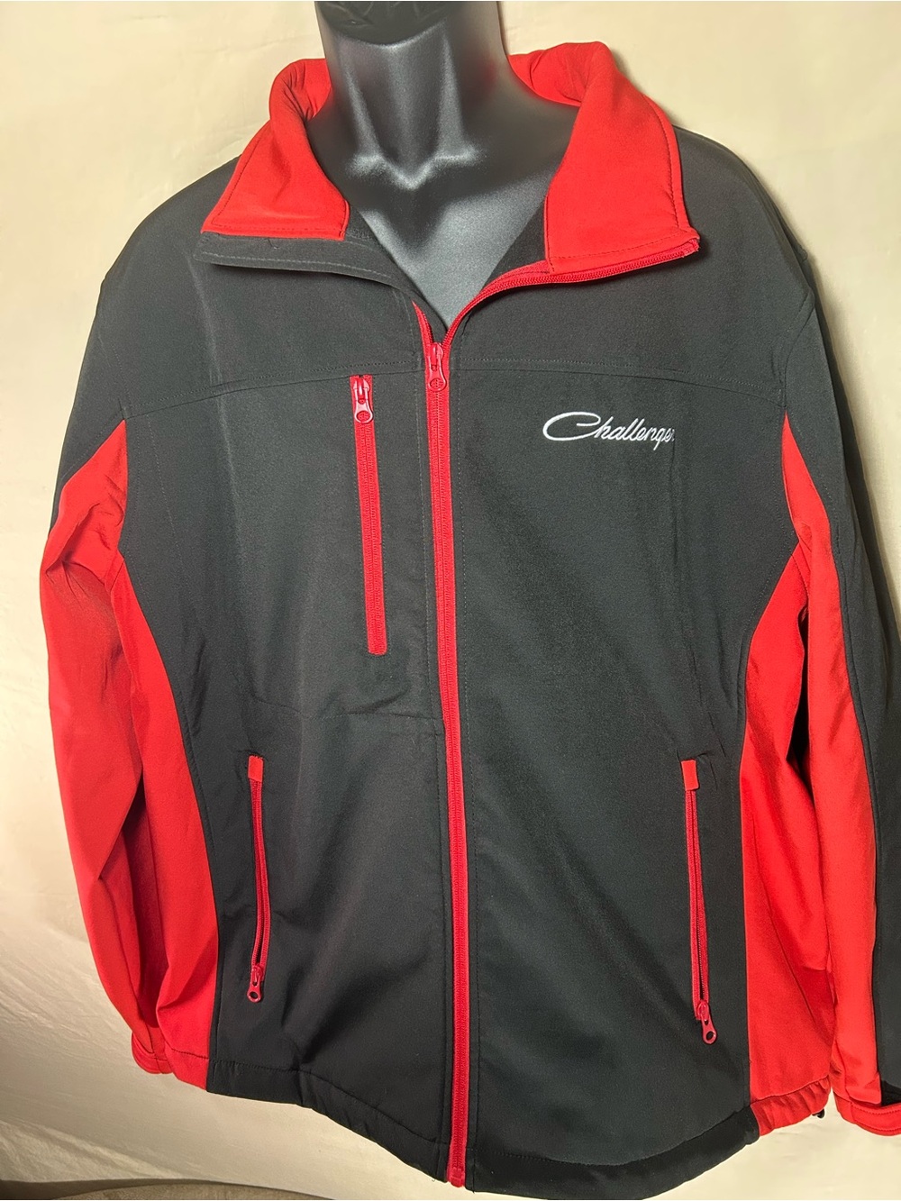 Dodge Challenger Jacket Mens XL Black Red David Carey Soft Shell
